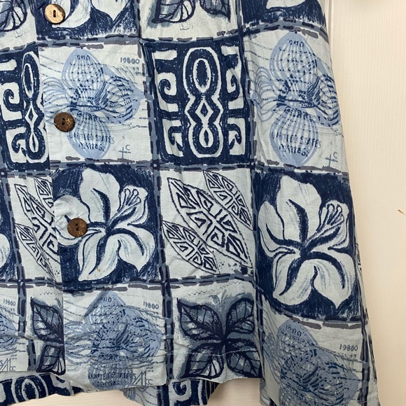 Merona Printed Button Down Shirt Floral Blue XXL - Picture 4 of 7